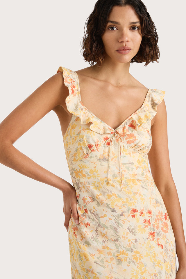 Yvonne Midi Dress Adeline Floral Yellow