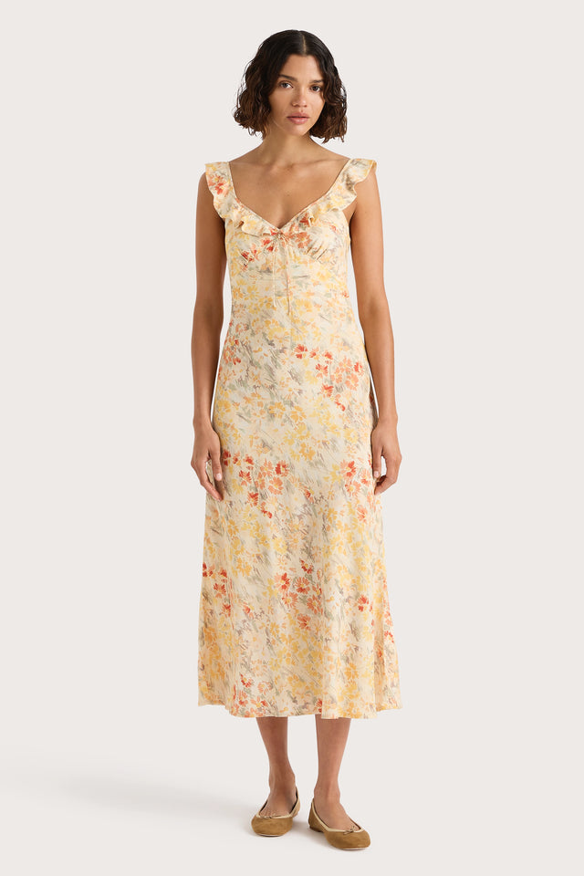 Yvonne Midi Dress Adeline Floral Yellow