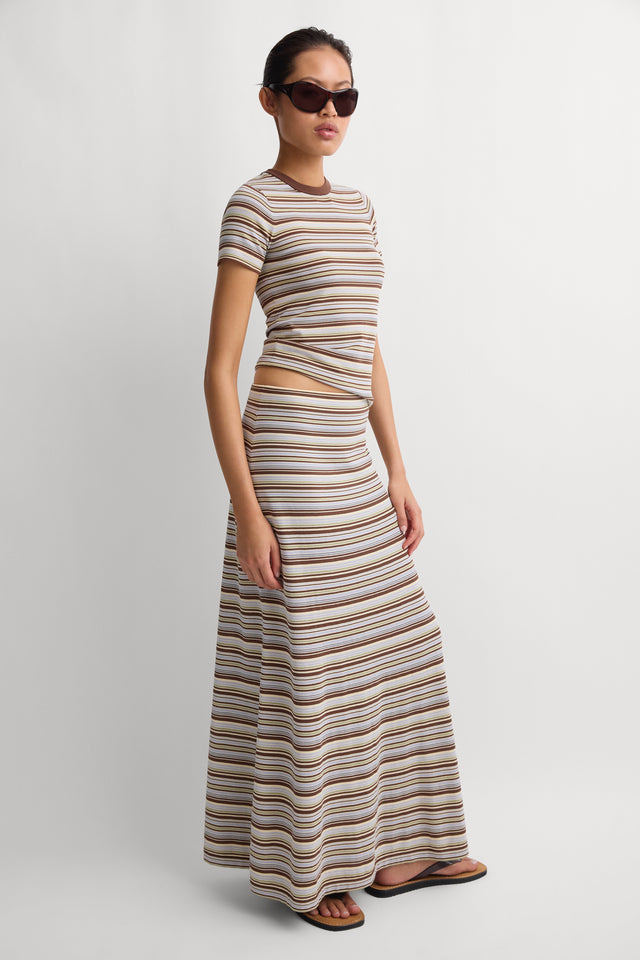 Casia Maxi Skirt Canaria Stripe Carob