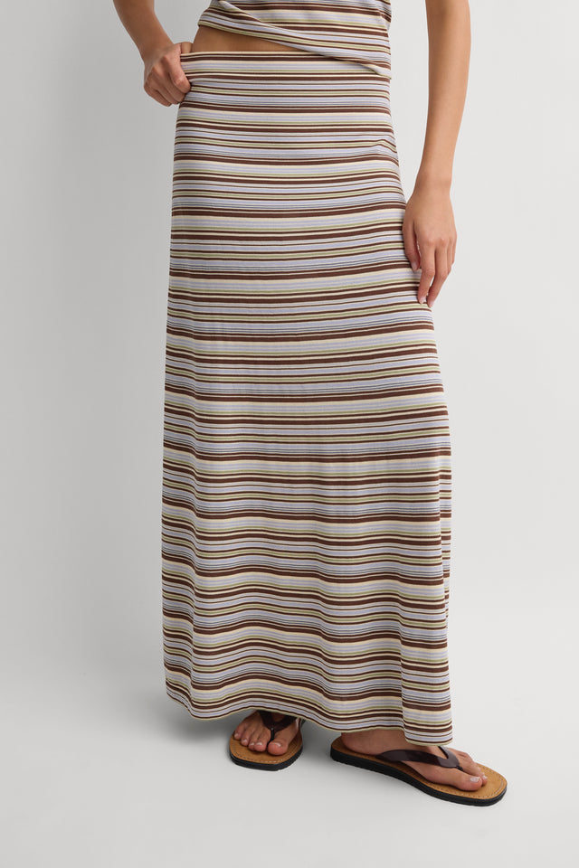 Casia Maxi Skirt Canaria Stripe Carob