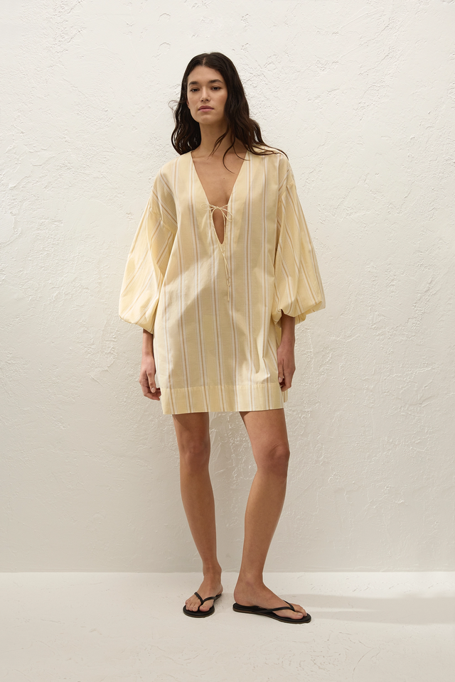 Pia Mini Dress Ombre Stripe Faded Mustard