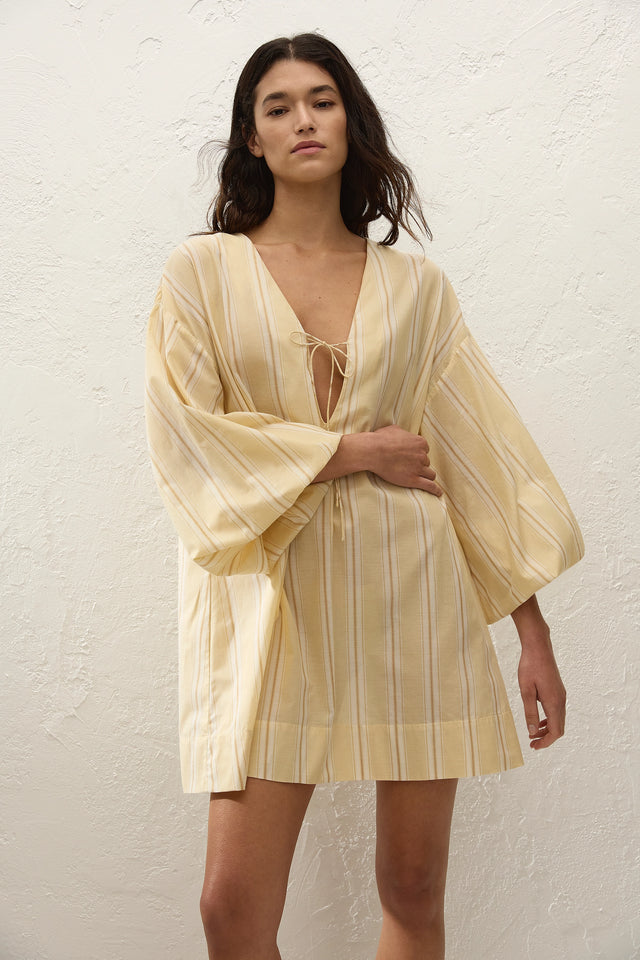 Pia Mini Dress Ombre Stripe Faded Mustard