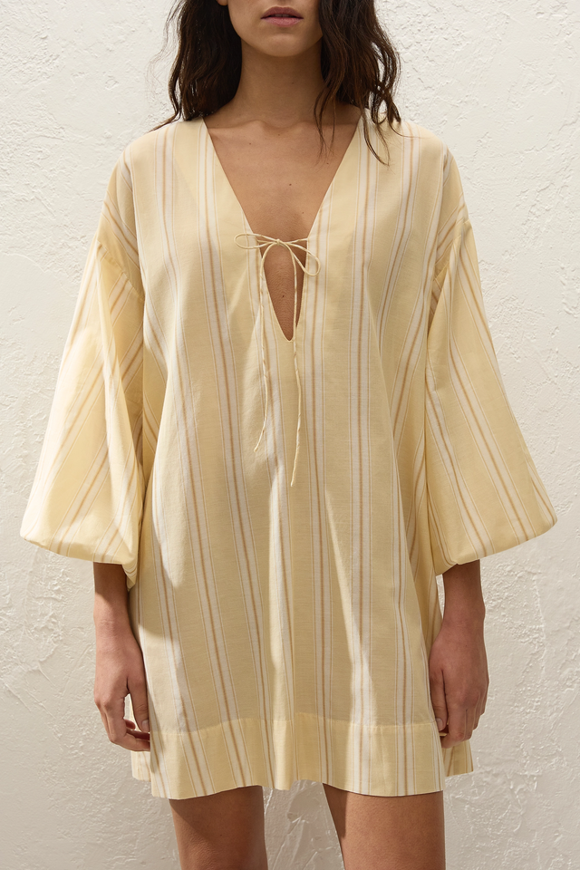 Pia Mini Dress Ombre Stripe Faded Mustard