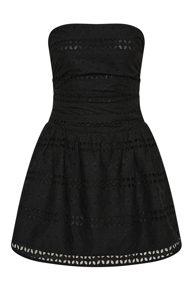 Roja Mini Dress Rosa Broderie Black