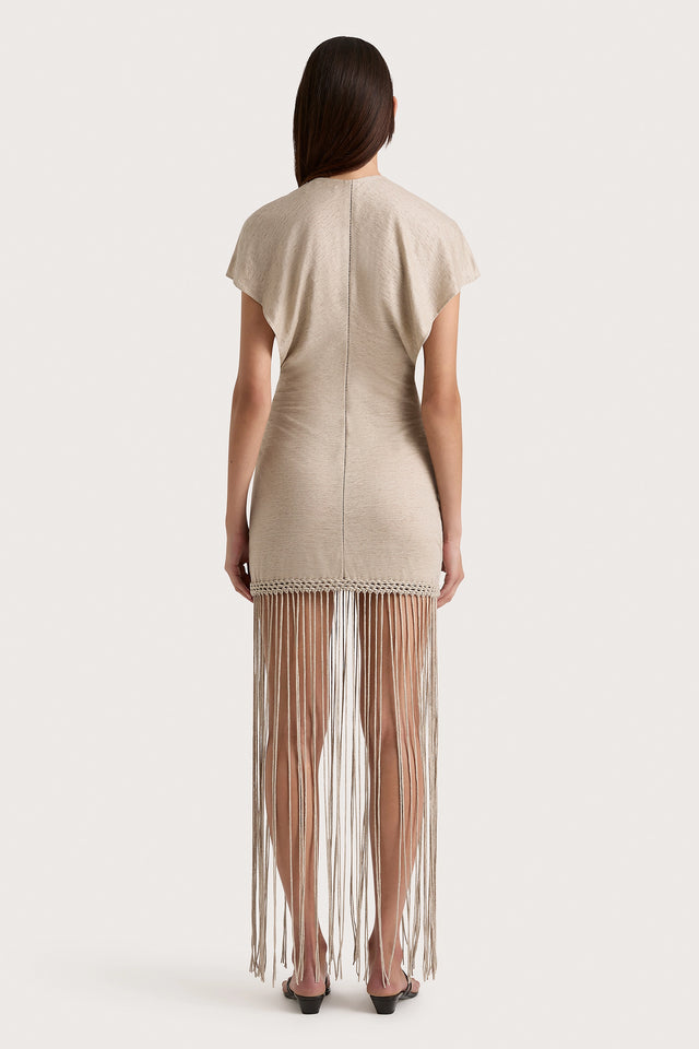 Ines Fringe Dress Oatmeal