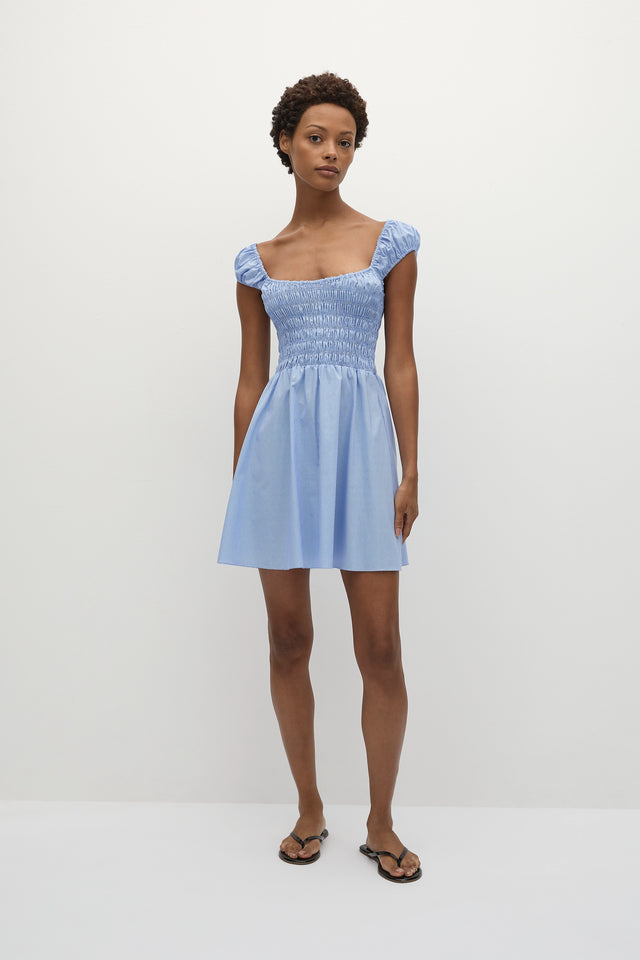 Lene Mini Dress Micro Gingham Soft Blue - Faithfull the Brand INT Lene Mini Dress Micro Gingham Soft Blue - Faithfull the Brand INT