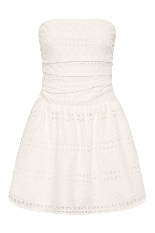 Roja Mini Dress Rosa Broderie White
