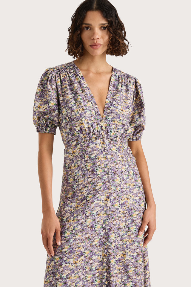 Bellavista Midi Dress Valerie Floral Purple - Faithfull the Brand INT Bellavista Midi Dress Valerie Floral Purple - Faithfull the Brand INT