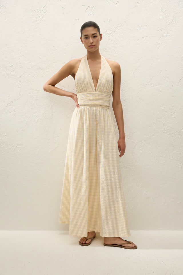 Lido Maxi Dress Butter Textured Gingham