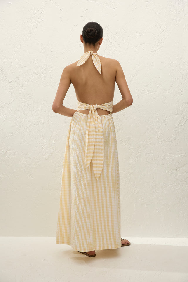 Lido Maxi Dress Butter Textured Gingham - Faithfull the Brand INT Lido Maxi Dress Butter Textured Gingham - Faithfull the Brand INT