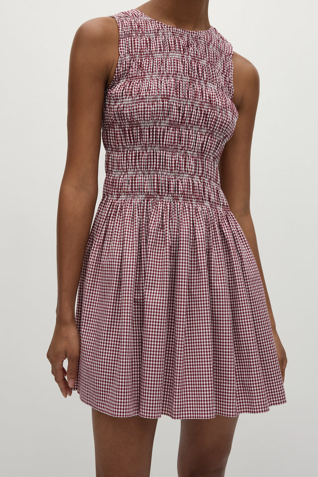 Heidi Mini Dress Gingham Deep Red Heidi Mini Dress Gingham Deep Red