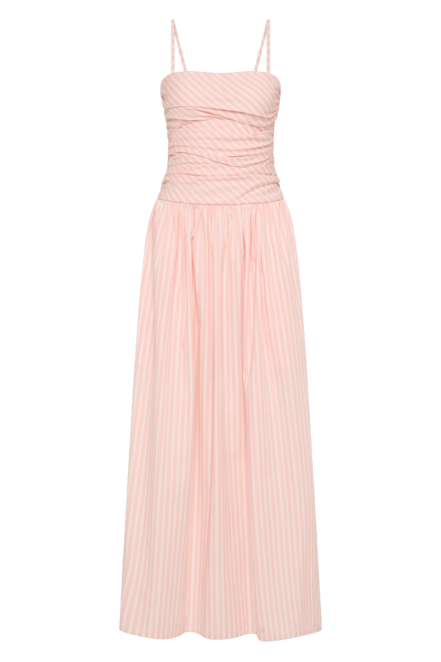 carmen pleated maxi dress Portlligat Maxi Dress Carmen Stripe Peony White