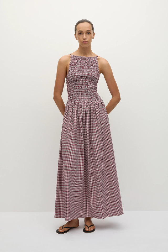 Laia Maxi Dress Gingham Deep Red