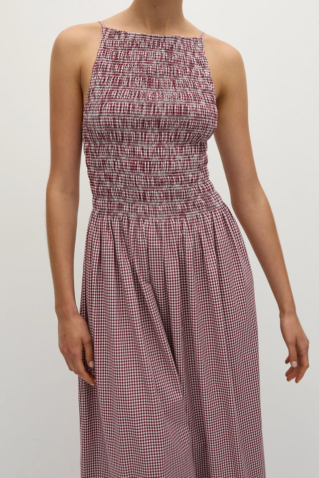 Laia Maxi Dress Gingham Deep Red