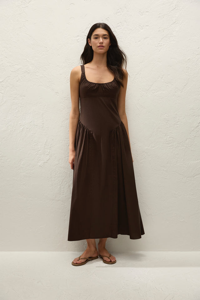 Faithfull | Women's Marcella Midi Dress Espresso | XXL Faithfull | Women's Marcella Midi Dress Espresso | XXL
