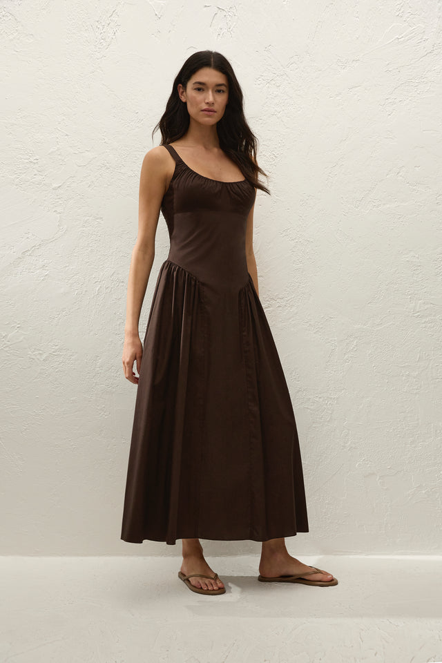 Faithfull | Women's Marcella Midi Dress Espresso | XXL Faithfull | Women's Marcella Midi Dress Espresso | XXL
