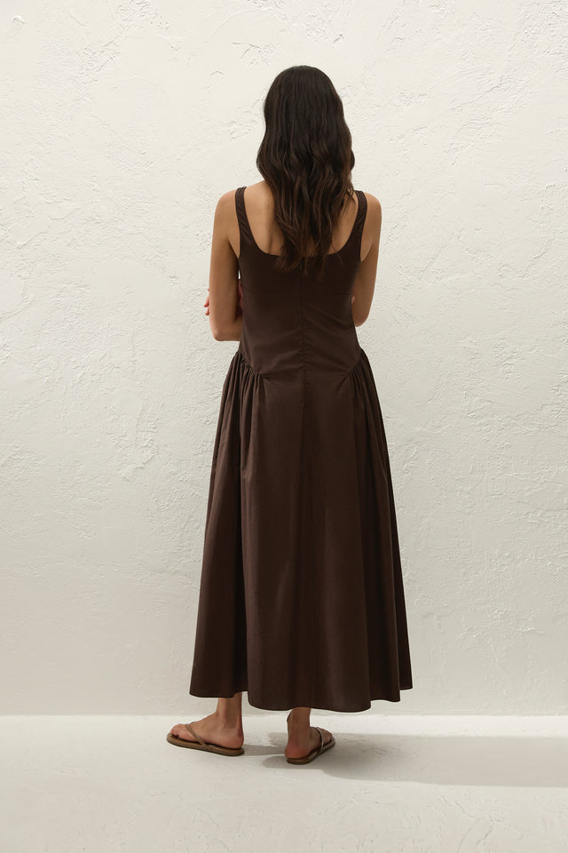 Faithfull | Marcella Midi Dress Espresso | Women's Midi Dress