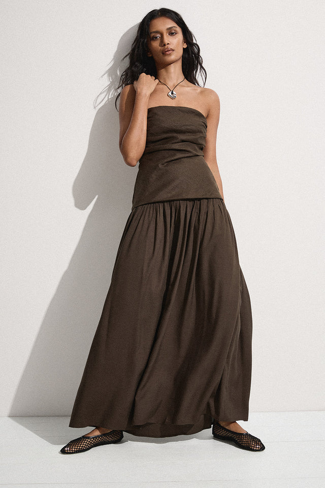 faithfull hedy strapless linen maxi dress Hedy Strapless Maxi Dress