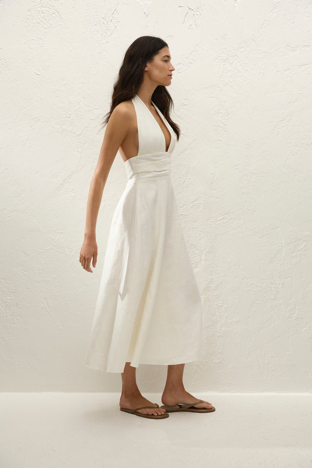 faithfull the brand white midi dress Faithfull the Brand Maurelle Dress Plain White