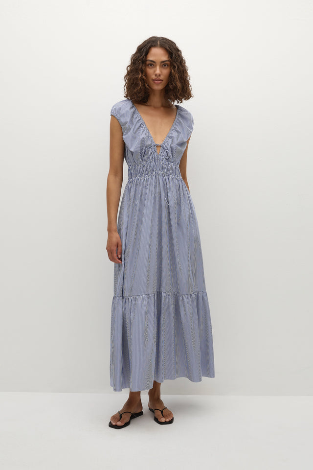 Hedda Maxi Dress Helle Stripe Vintage Navy - Final Sale