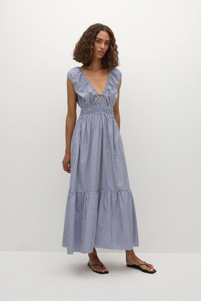 Hedda Maxi Dress Helle Stripe Vintage Navy - Final Sale