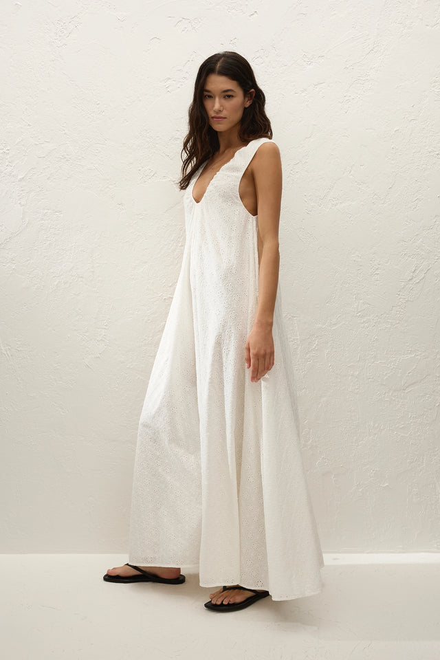 Juana Maxi Dress Valentina Broderie White