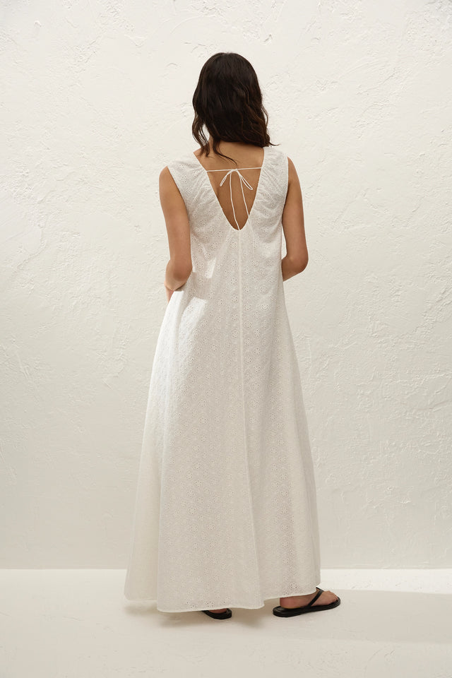 Juana Maxi Dress Valentina Broderie White