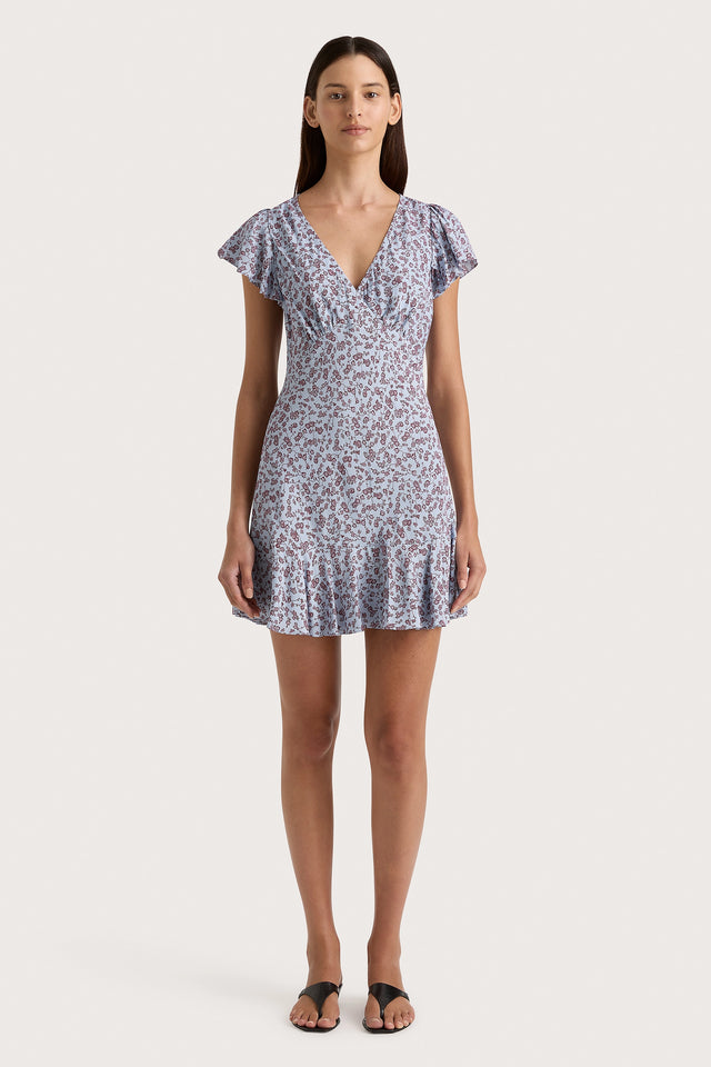 Alba Mini Dress Amaryllis Floral Blue