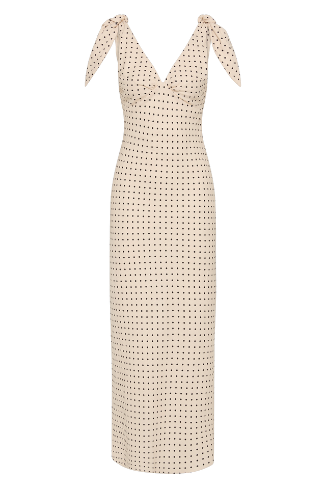 Solana Maxi Dress Lola Polka Dot Cream Black