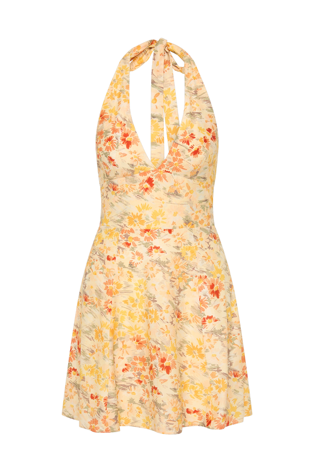 abigail yellow floral embroidered mini dress Abigail Yellow Floral Embroidered Mini Dress
