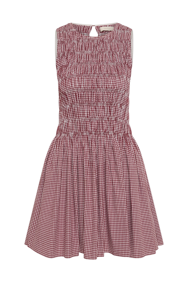 eudora midi dress gingham deep red FAITHFULL Eudora Midi Dress in Gingham Deep Red