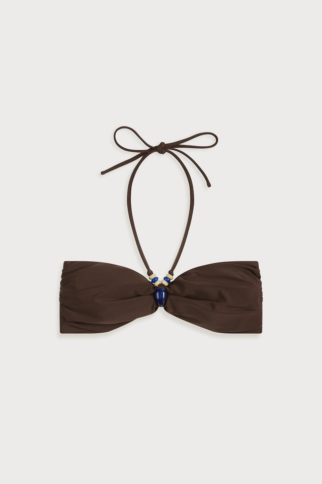 Zaru Bikini Top With Beads Carob