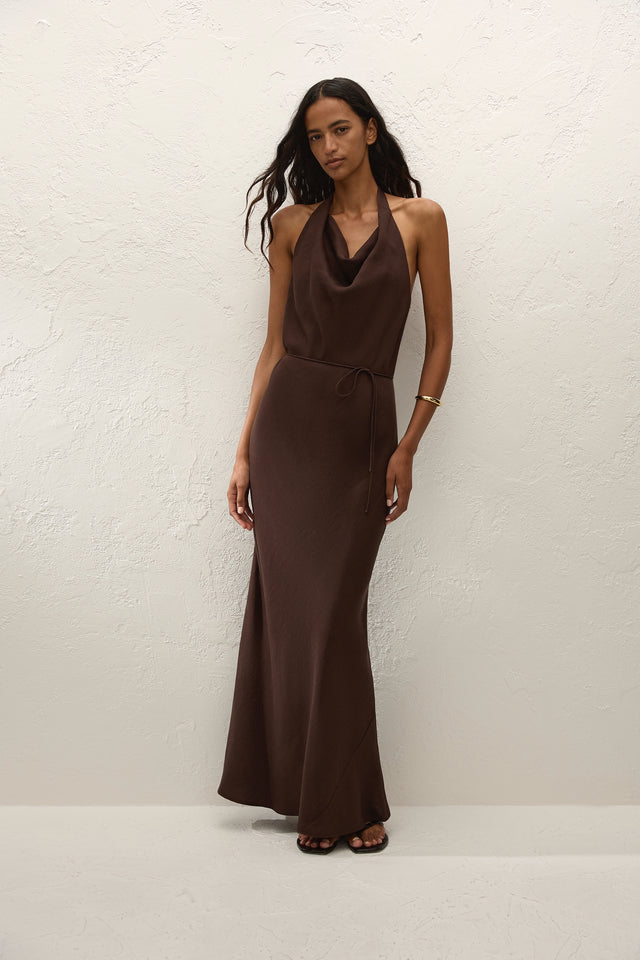 Faithfull | Women's Izaro Maxi Dress Chocolate | XS Faithfull | Women's Izaro Maxi Dress Chocolate | XS