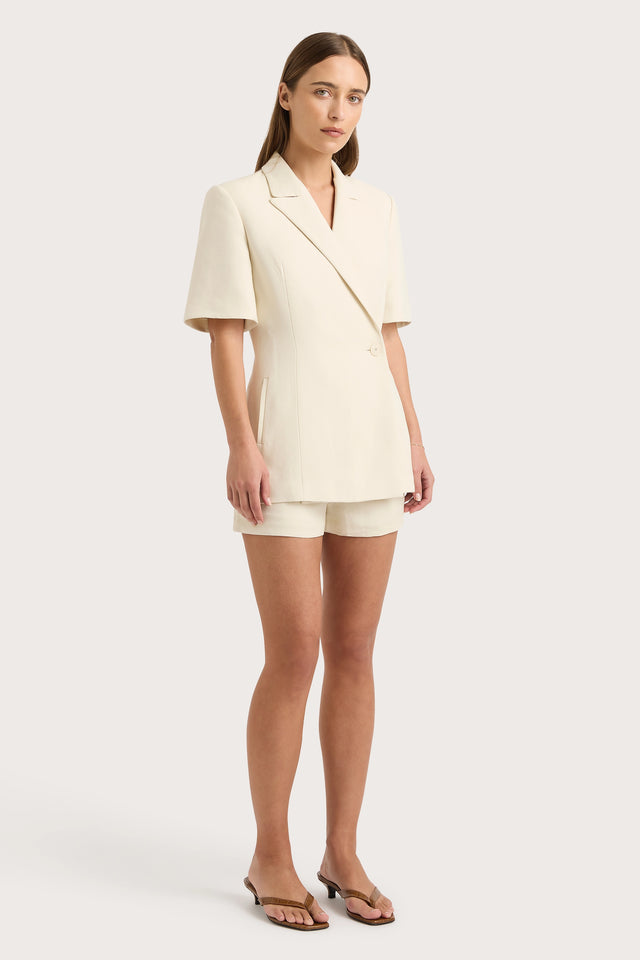 Enna Short Sleeve Blazer Beige