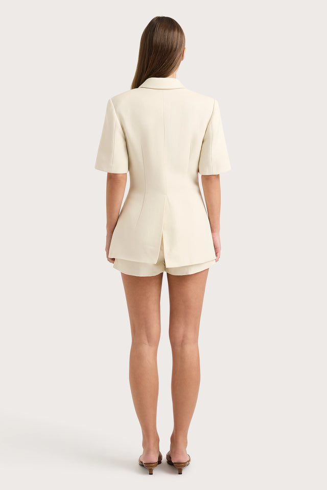 Enna Short Sleeve Blazer Beige