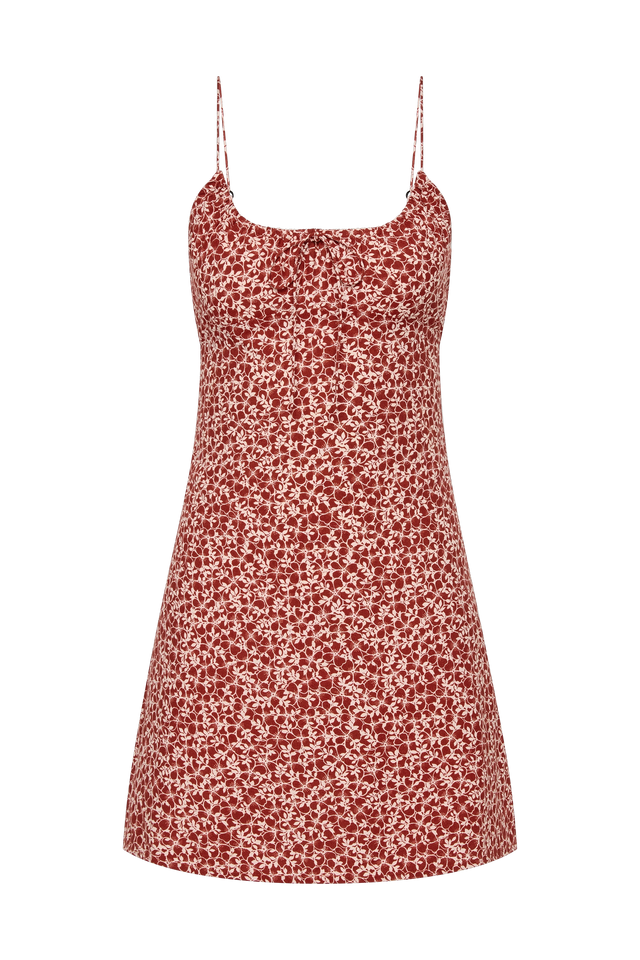 Pau Mini Dress Peony Stamp Garnet