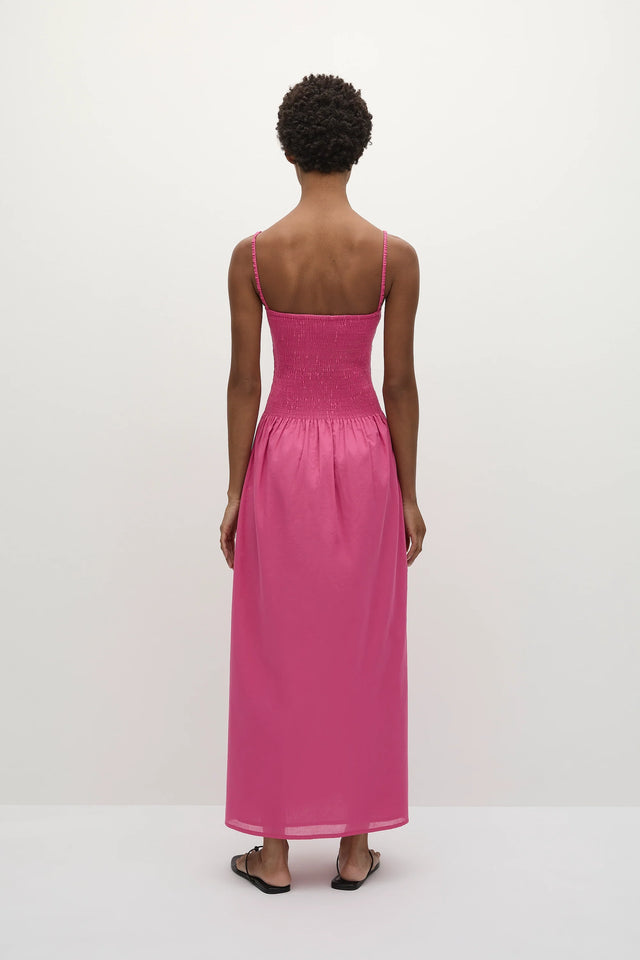 faithfull pink dress FAITHFULL: Notte Maxi Dress
