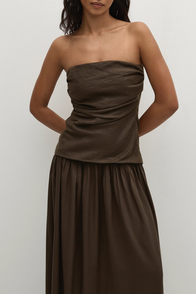 faithfull hedy strapless linen maxi dress Hedy Maxi Dress Black