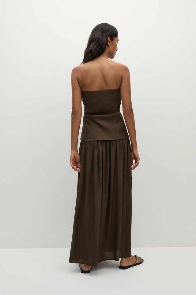 faithfull hedy strapless linen maxi dress Hedy strapless linen maxi dress in black - Faithfull