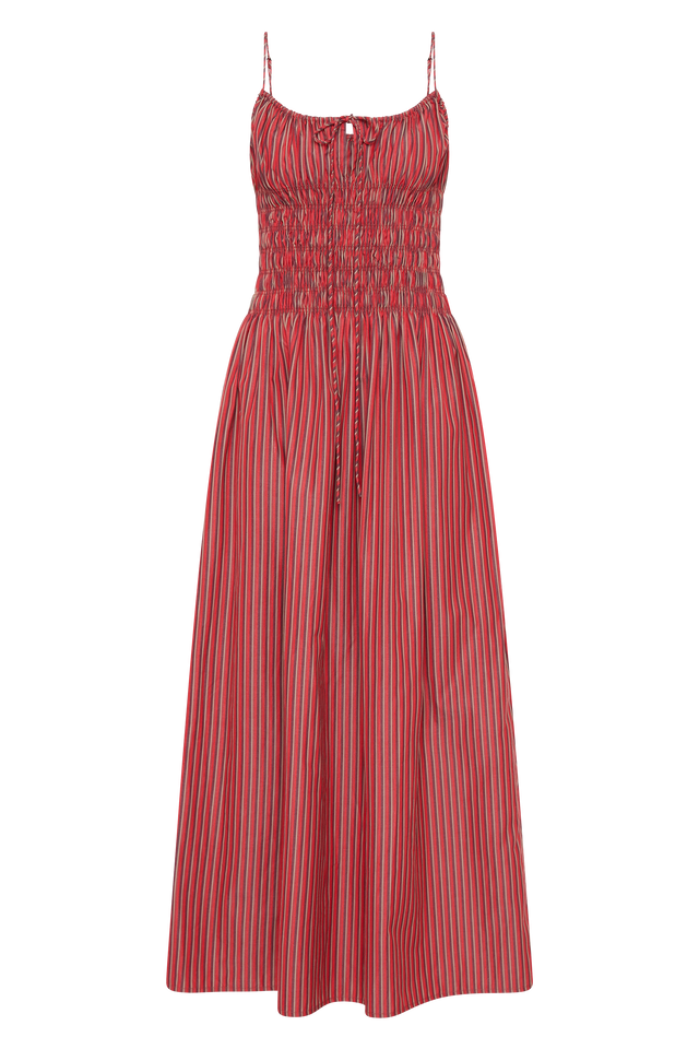 Aya String Maxi Dress Wine Stripe