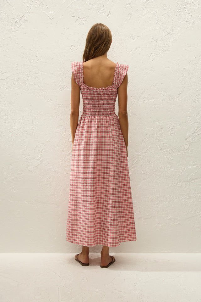 Eudora Midi Dress Vintage Red Check - Faithfull the Brand INT