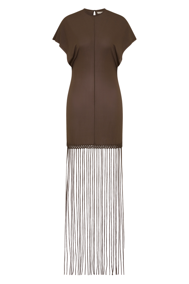 Brita Fringe Dress Chocolate Brown