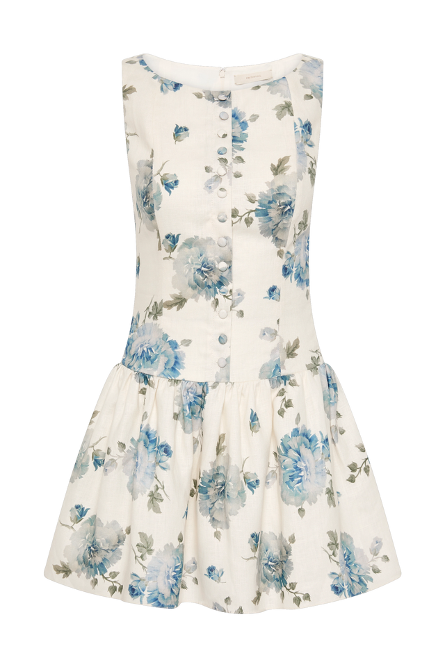 Blair Mini Dress Cecile Floral Pale Blue