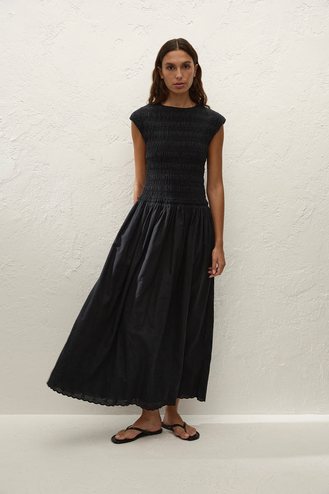 Faithfull | Women's Flavia Maxi Dress Julyeta Broderie Black | XS Faithfull | Women's Flavia Maxi Dress Julyeta Broderie Black | XS