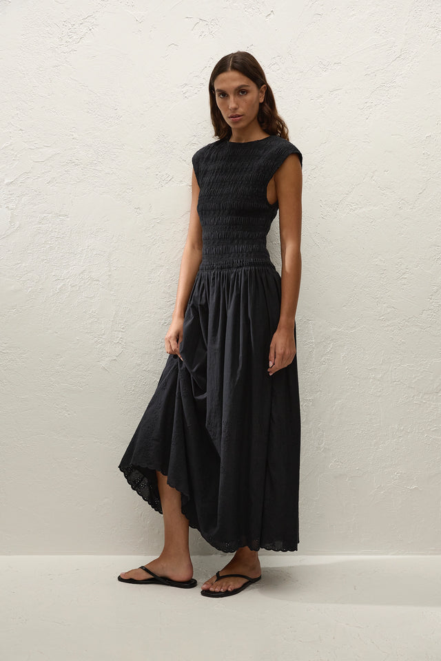 Flavia Maxi Dress Julyeta Broderie Black
