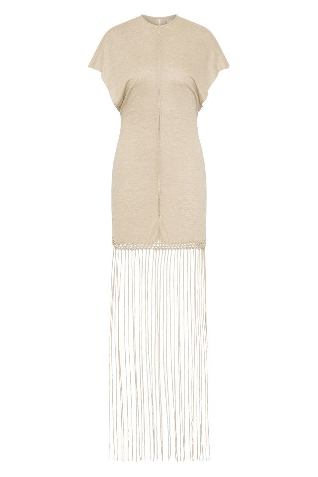 Ines Fringe Dress Oatmeal