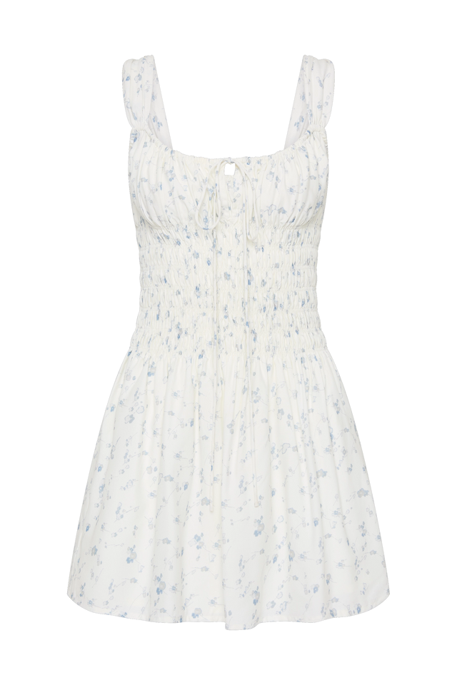 Yerres Mini Dress Blossom Egg Shell Powder Blue