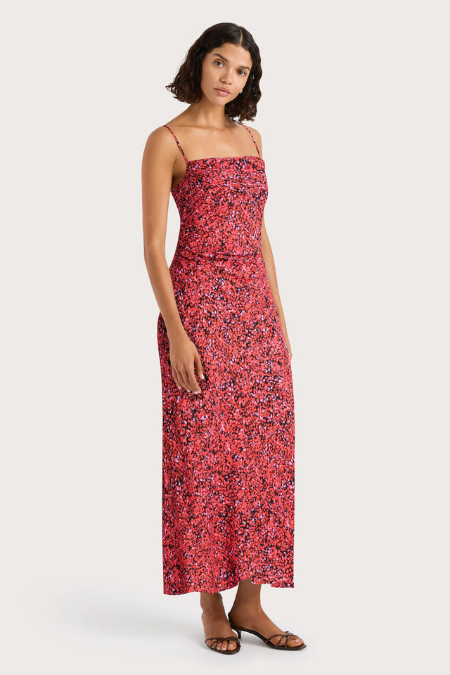 Rosas Midi Dress Meander Micro Red