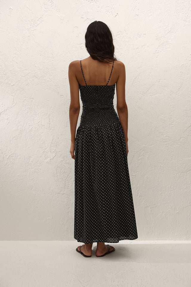 Mira Maxi Dress Lola Polka Dot Black Off White