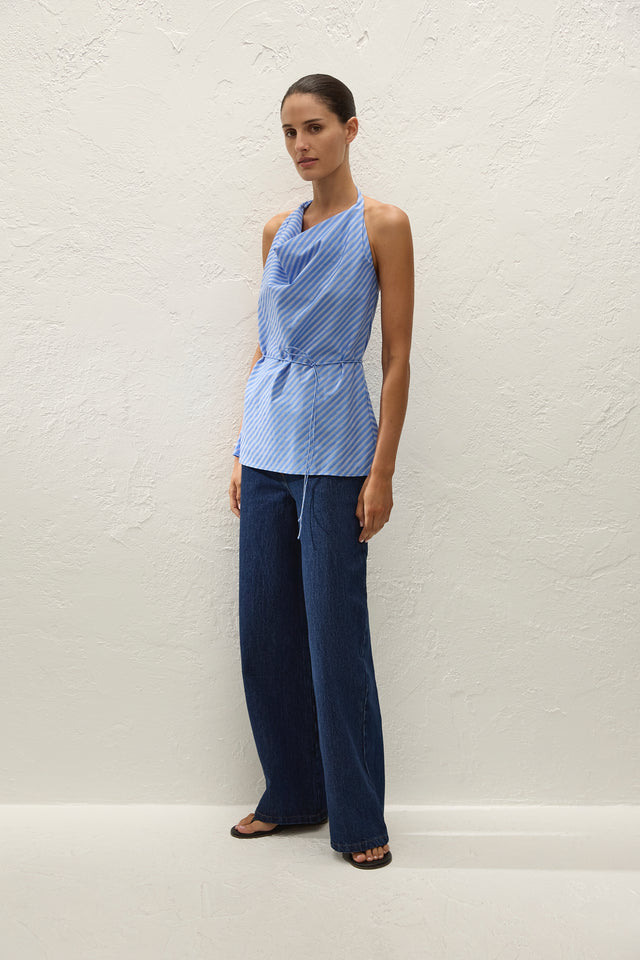 Izaro Top Joao Stripe Azulejo Blue